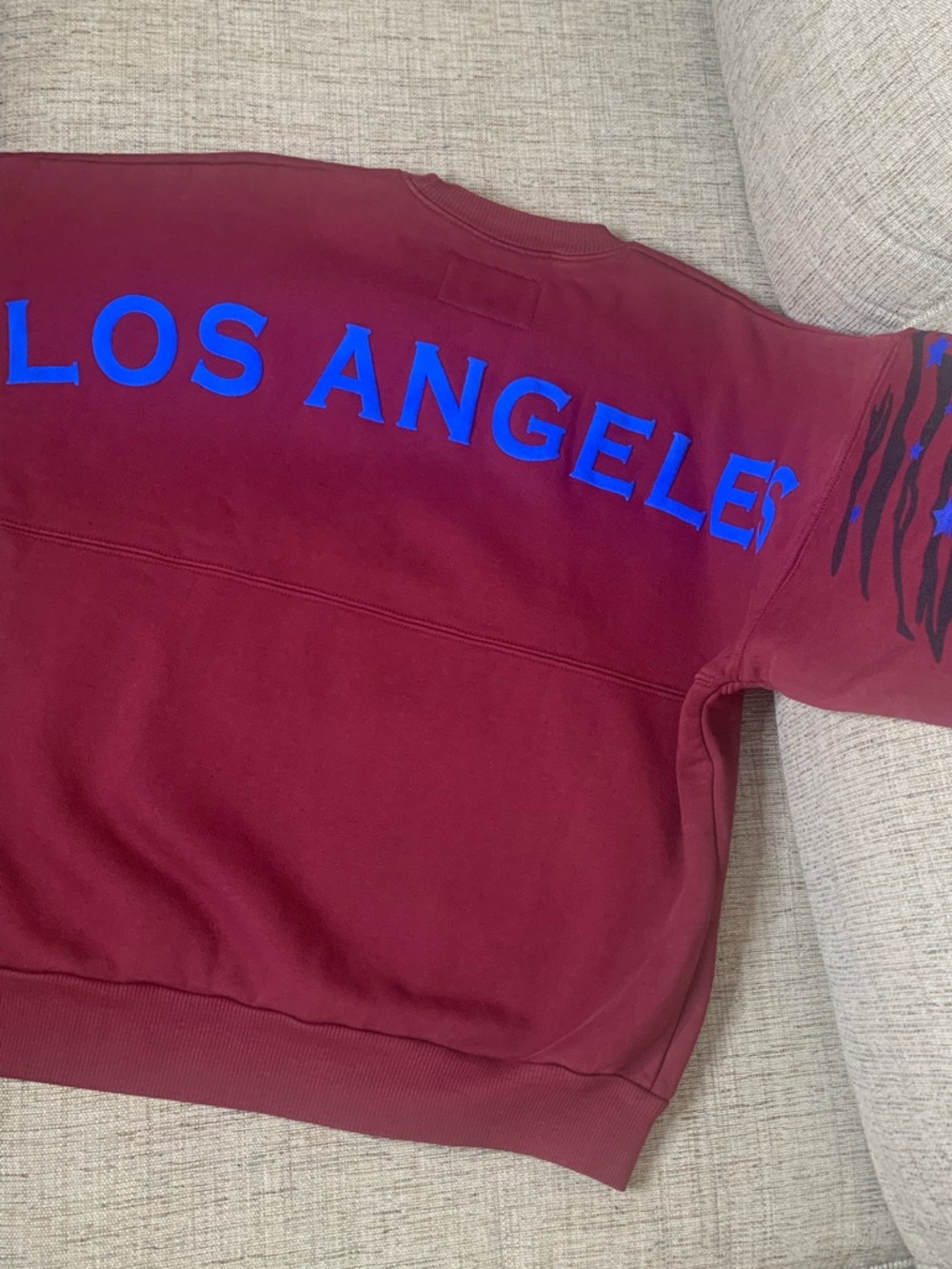 Unisex SPIRIT JERSEY Los Angeles Crewneck Sweatshirt in Burgundy, Size Small - Picture 4 of 6